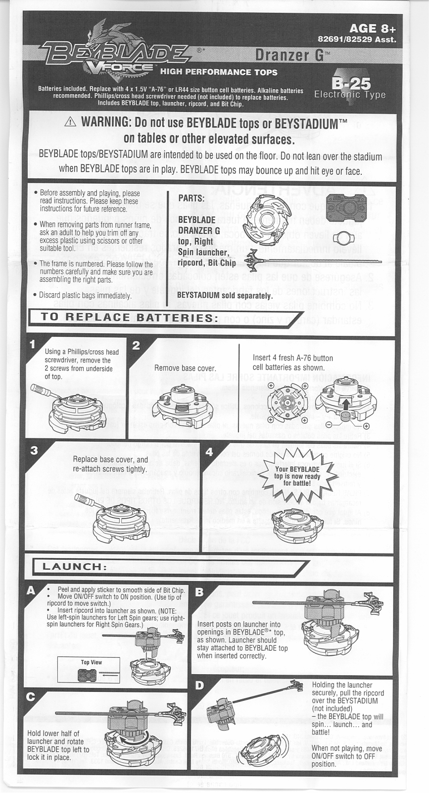 HASBRO Beyblade V Force Dranzer G User Manual