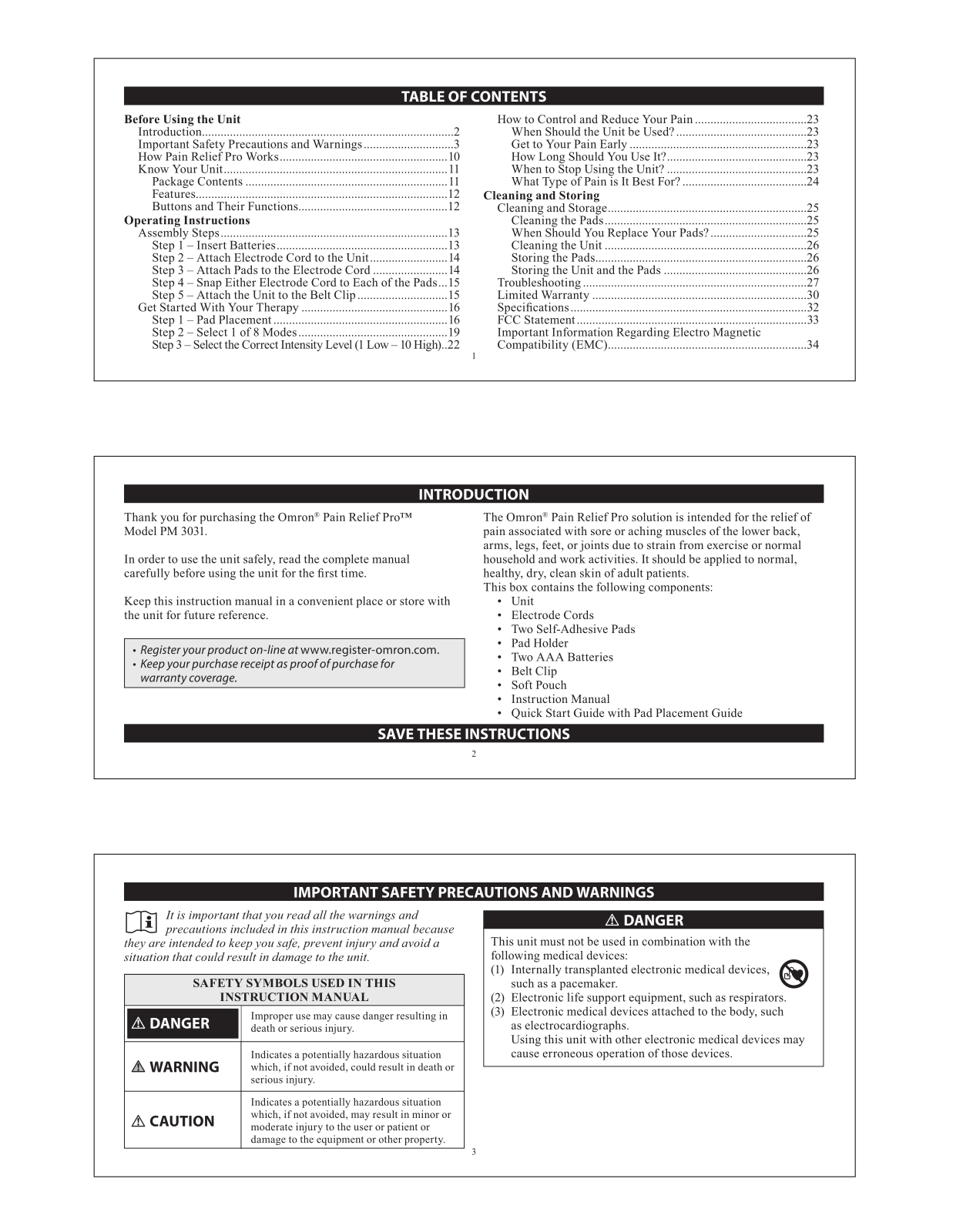 Omron PM3031 Owner's Manual