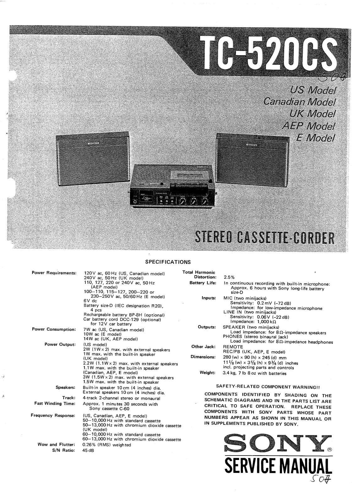 Sony TC-520-CS Service manual