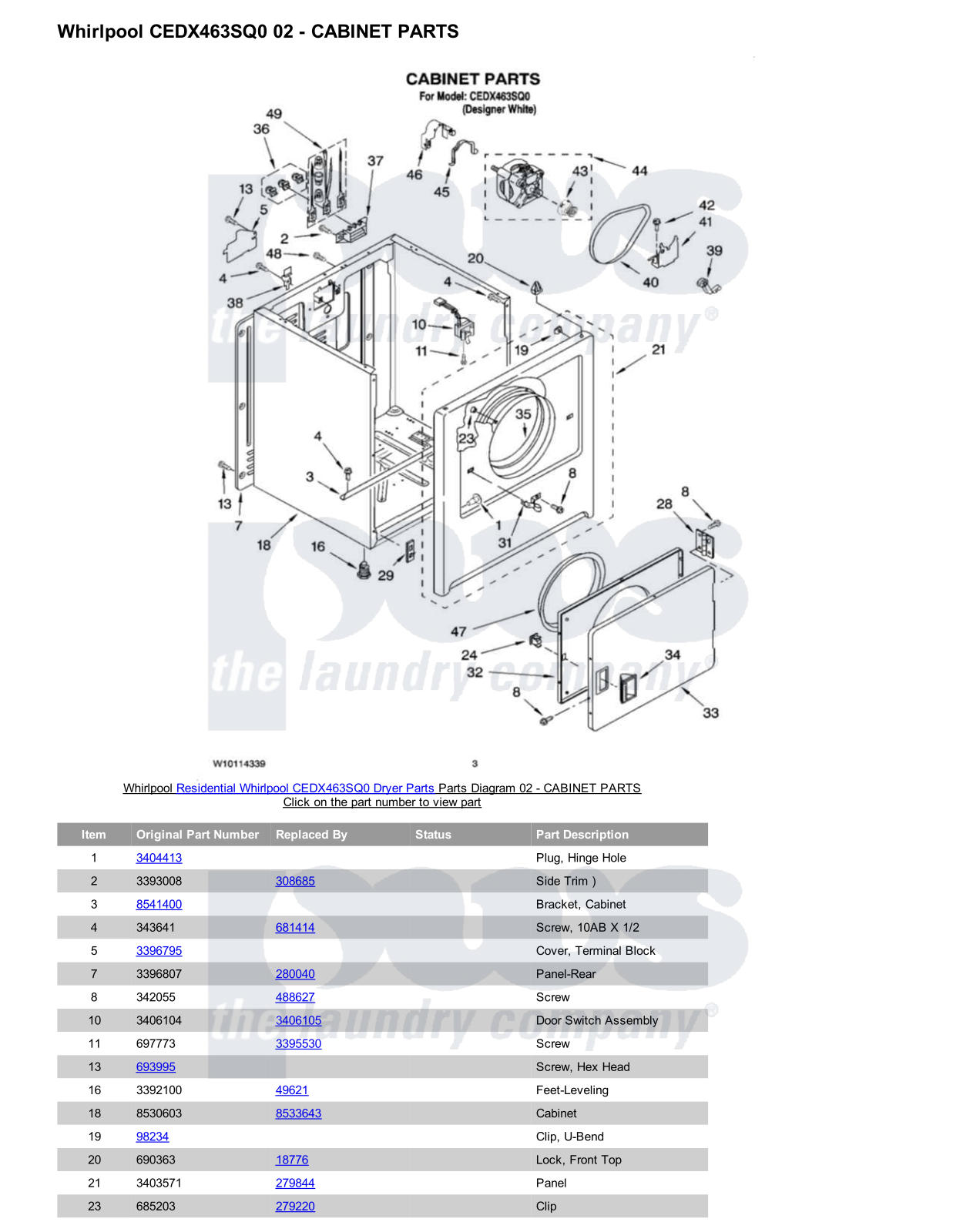 Whirlpool CEDX463SQ0 Parts Diagram