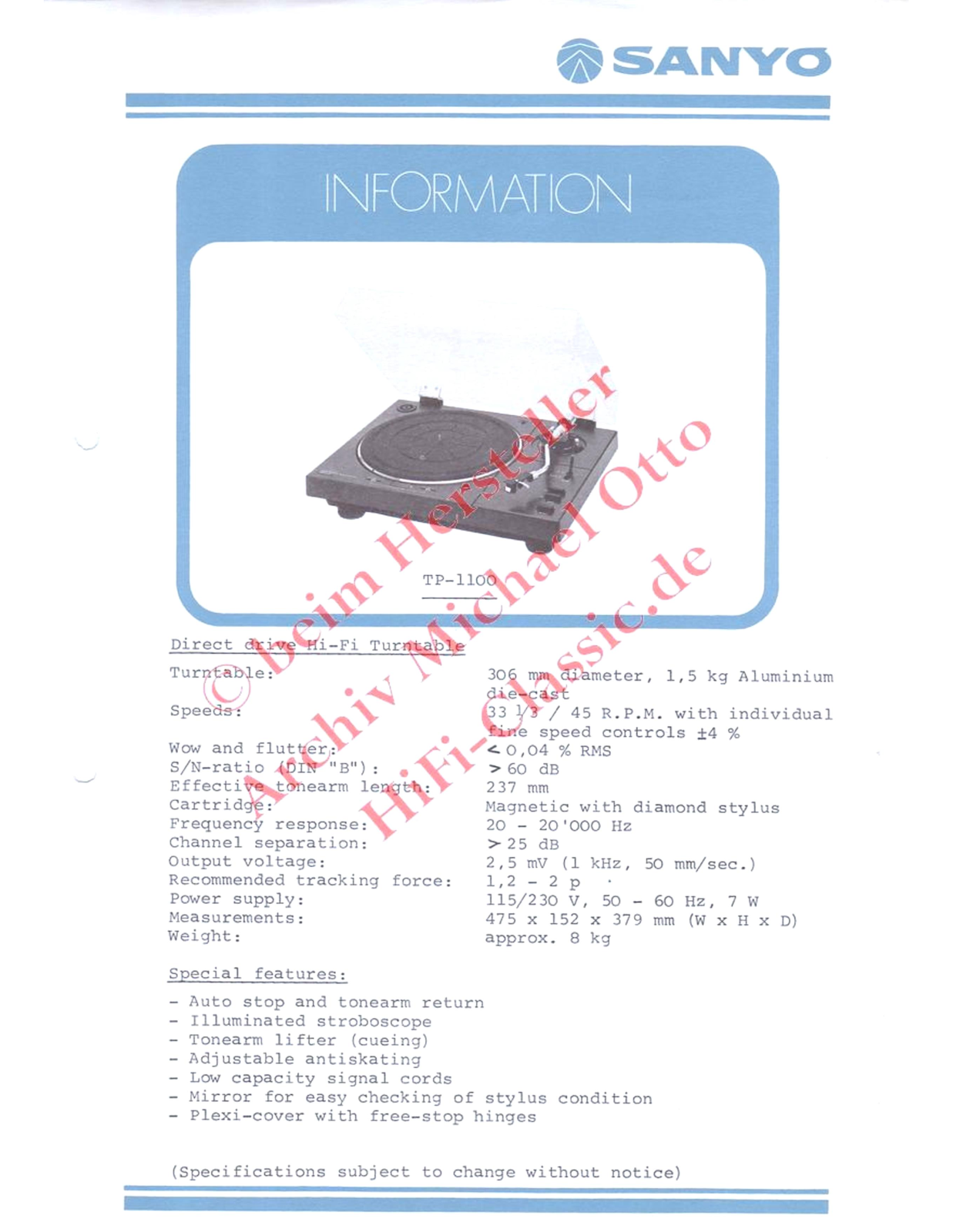 Sanyo TP-1100 User guide - ManualMachine.com