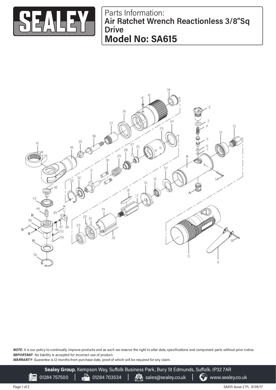 Sealey SA615 Parts Listing - ManualMachine.com