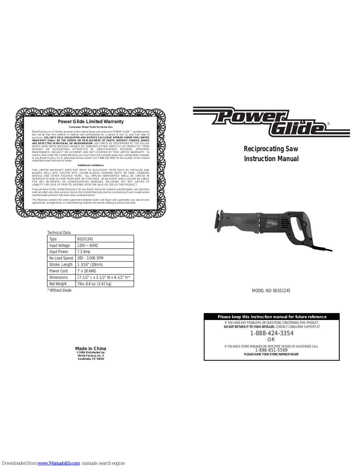 Power Glide 60101245 Instruction Manual