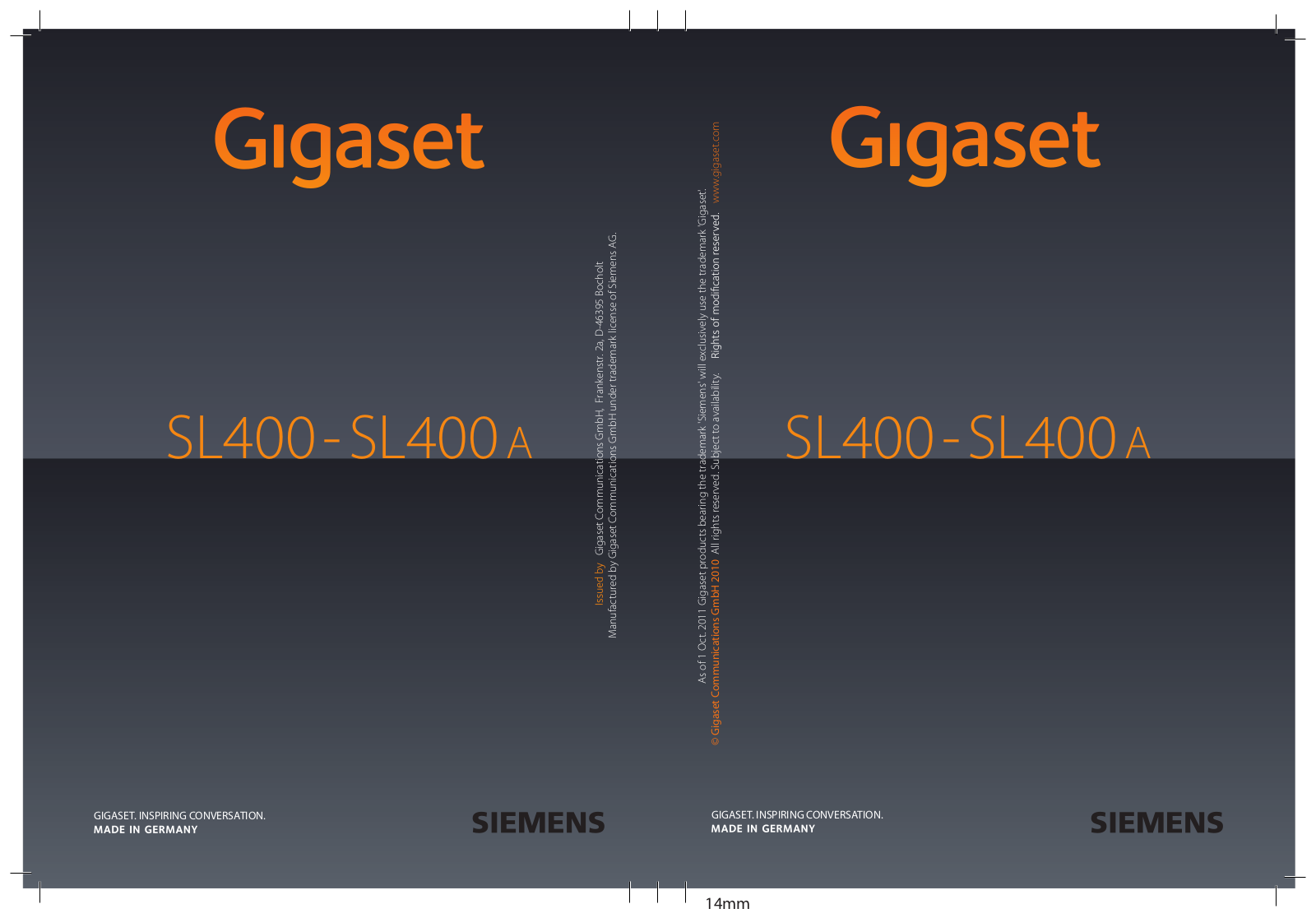 Siemens GIGASET SL400, GIGASET SL400A User Manual