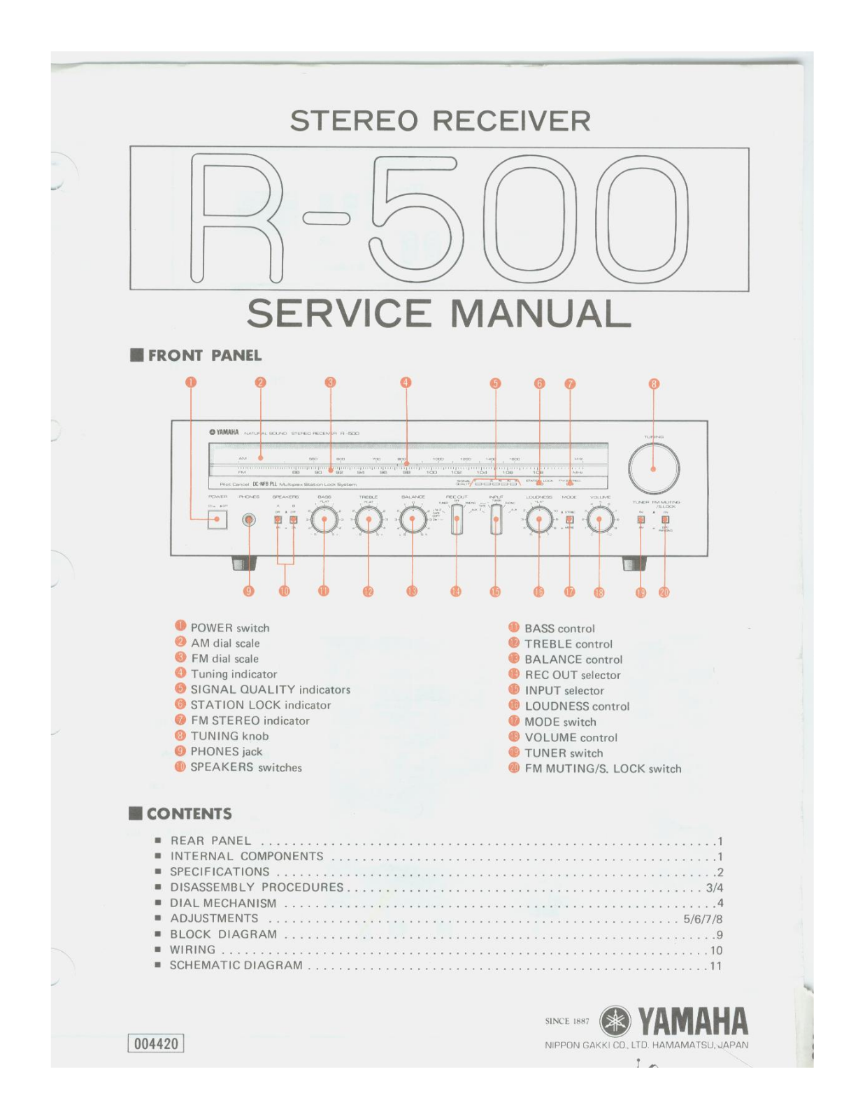 Yamaha R-500 Service manual