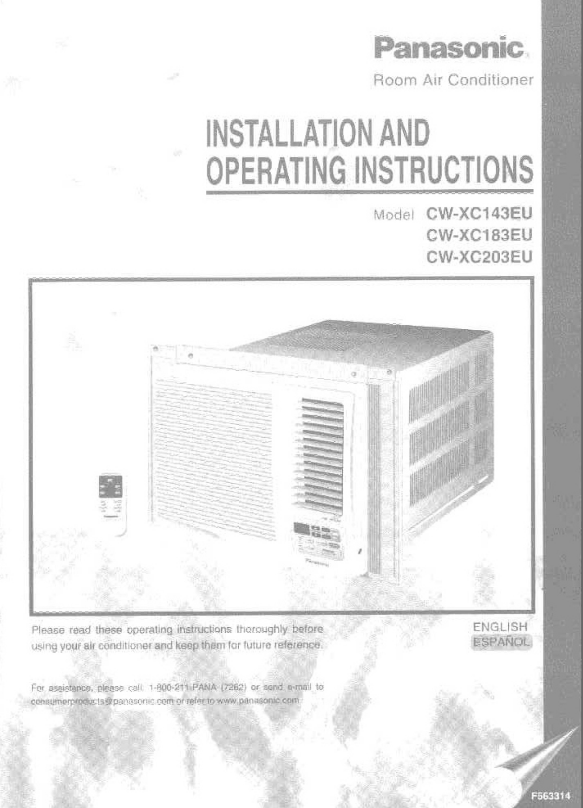 Panasonic CW-XC203EU, CW-XC183EU User Manual