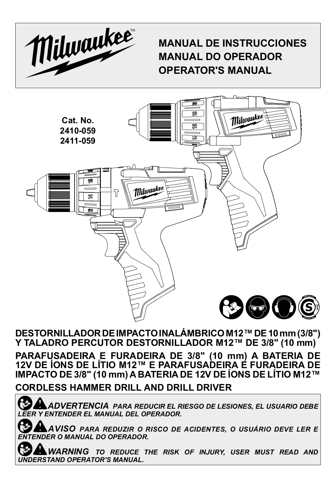 Milwaukee 2411-059, 2410-059 User Manual