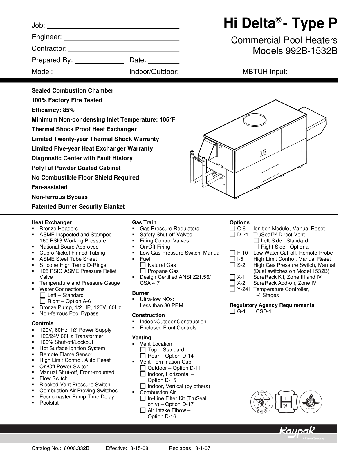 Raypak 992B-1532B User Manual