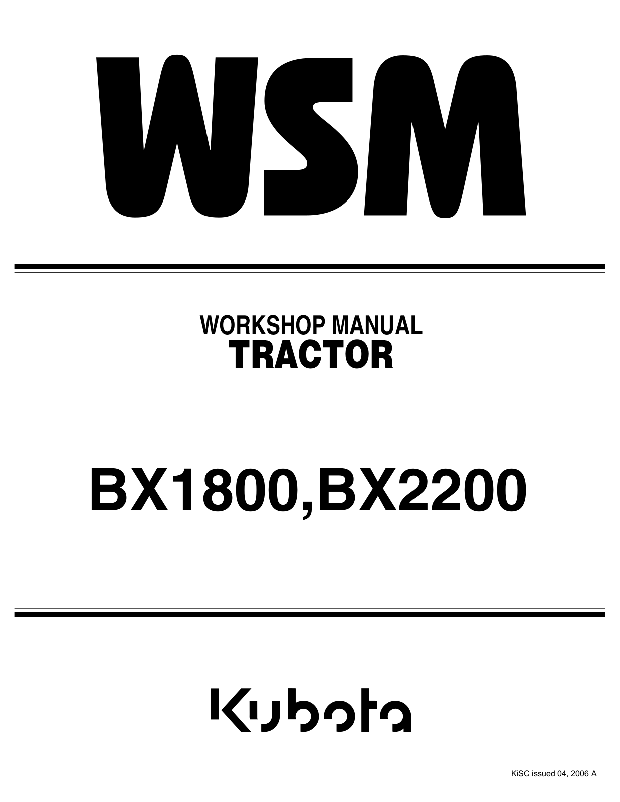 Kubota BX1800, BX2200, Z442-B, Z482-B, Z482-E Workshop Manual