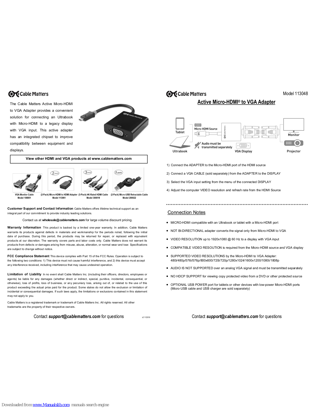 cable matters 113048 User Manual