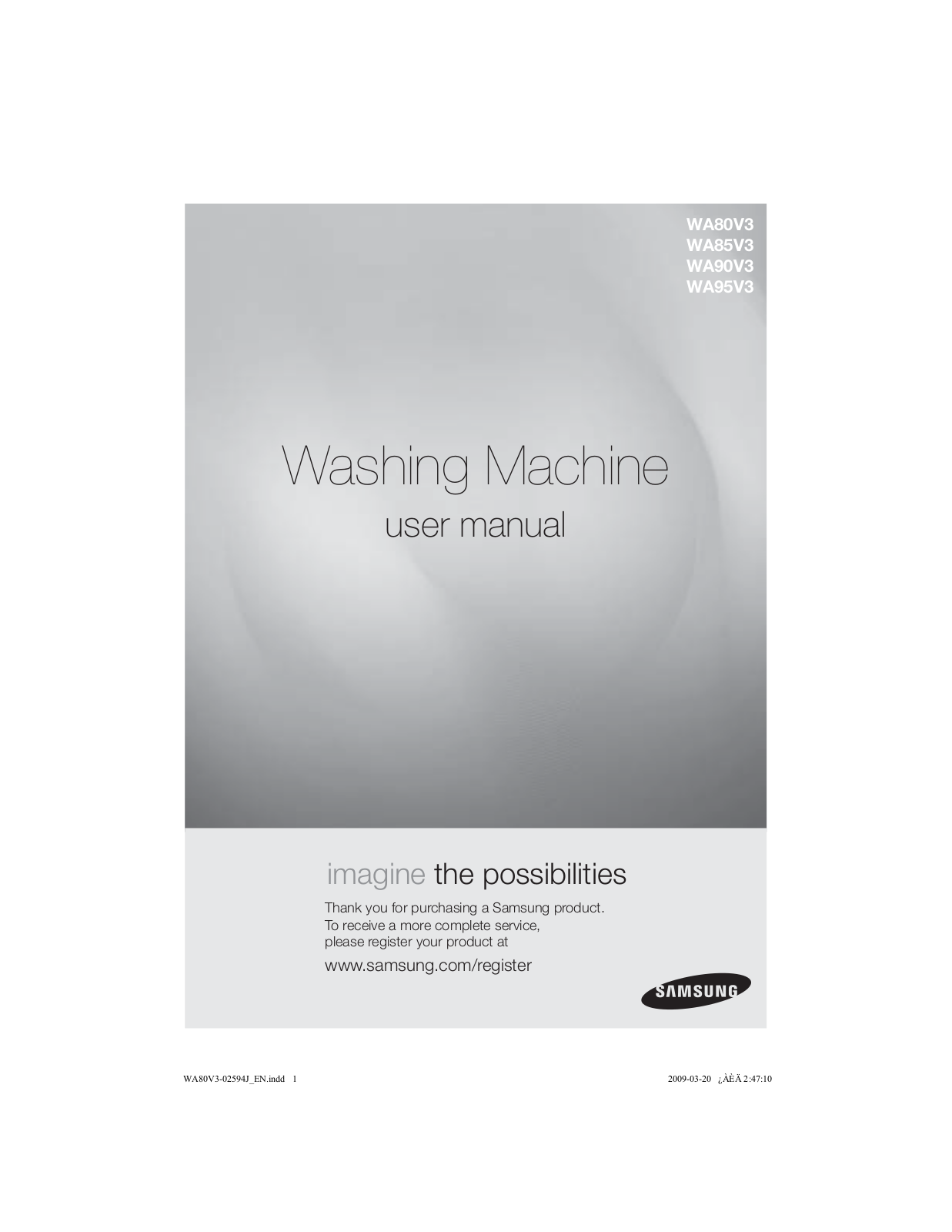 Samsung WA80V3WEP User Manual