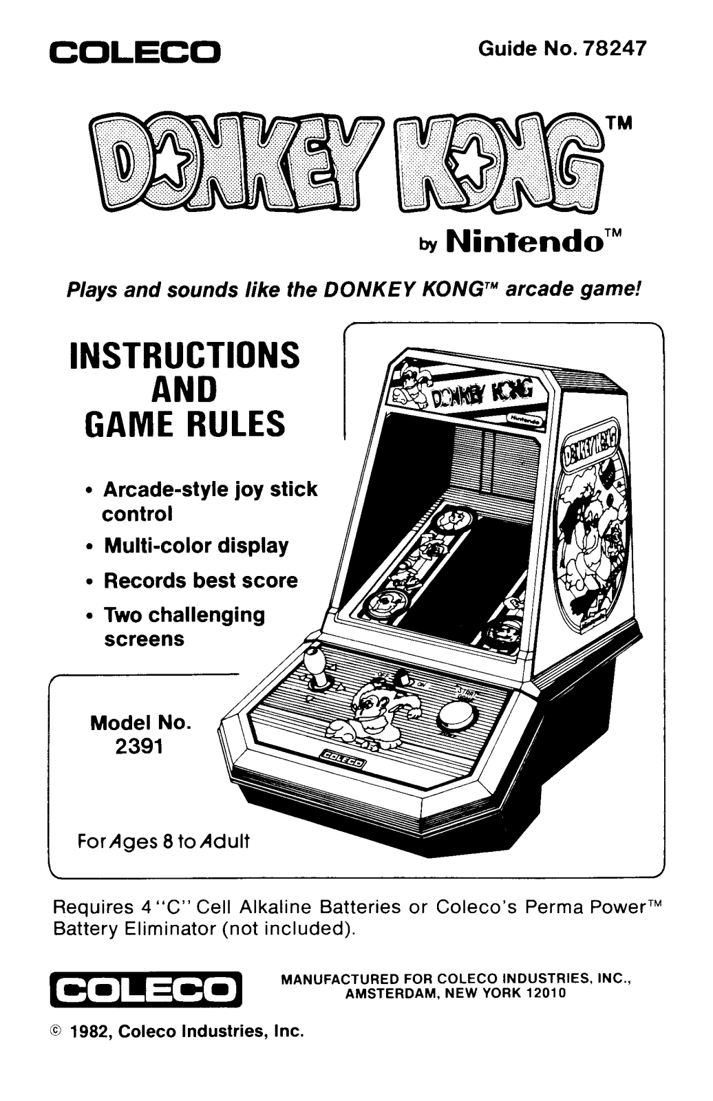 Coleco DonkeyKong User Guide