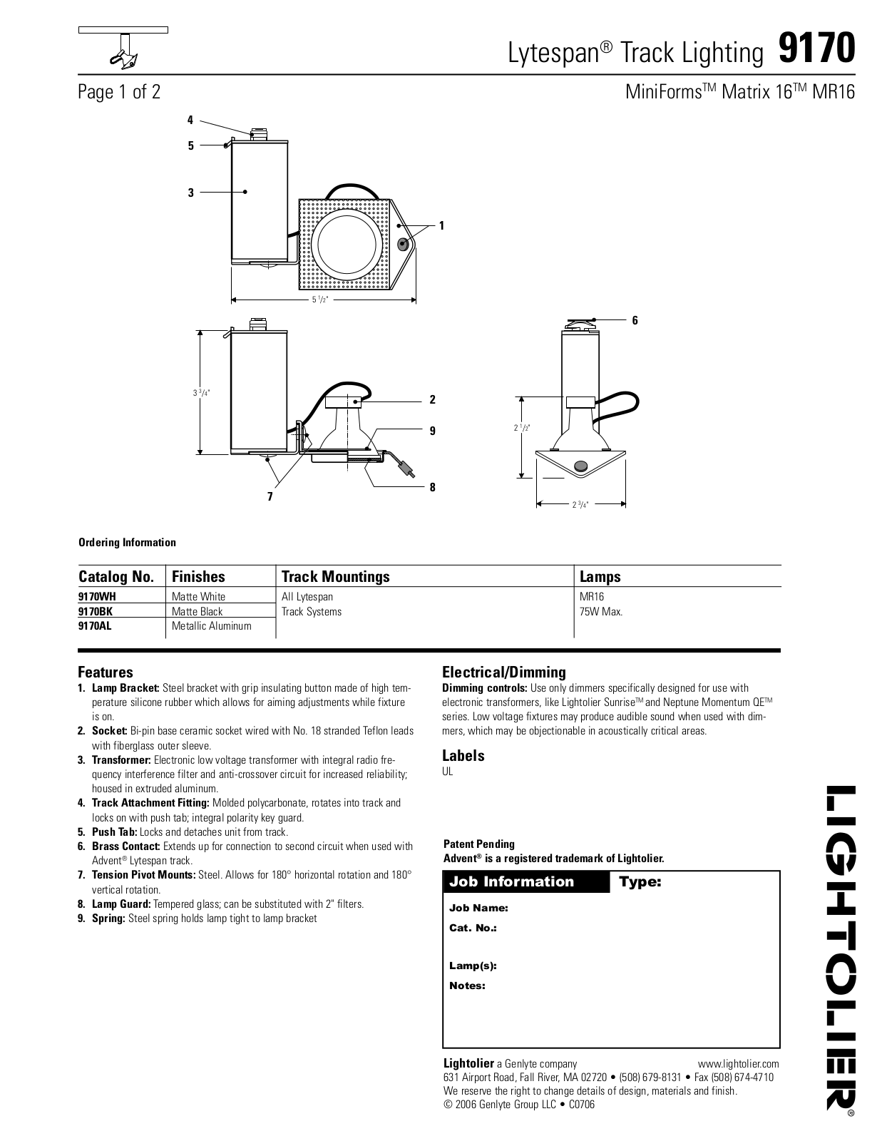 Lightolier 9170 User Manual