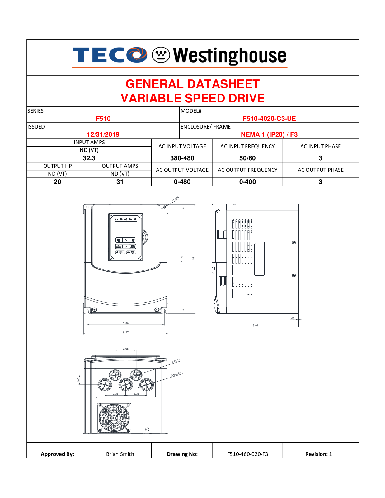 Teco F510-4020-C3-UE Data Sheet