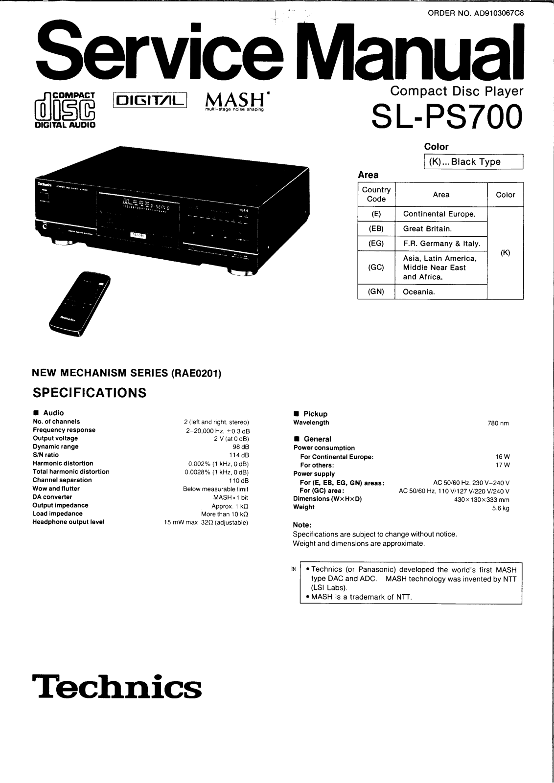 Technics SLPS-700 Service manual