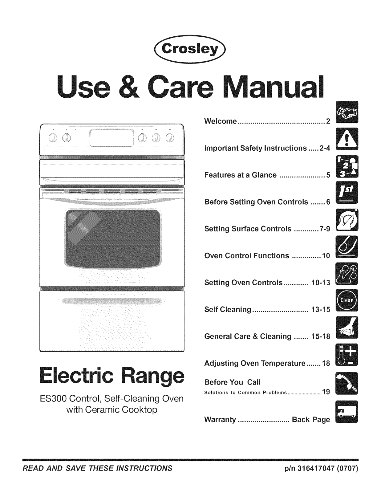 Crosley CRE3880GQQD, CRE3880HSSF, CRE3880HSSE, CRE3880HSSB, CRE3880GWWD Owner’s Manual