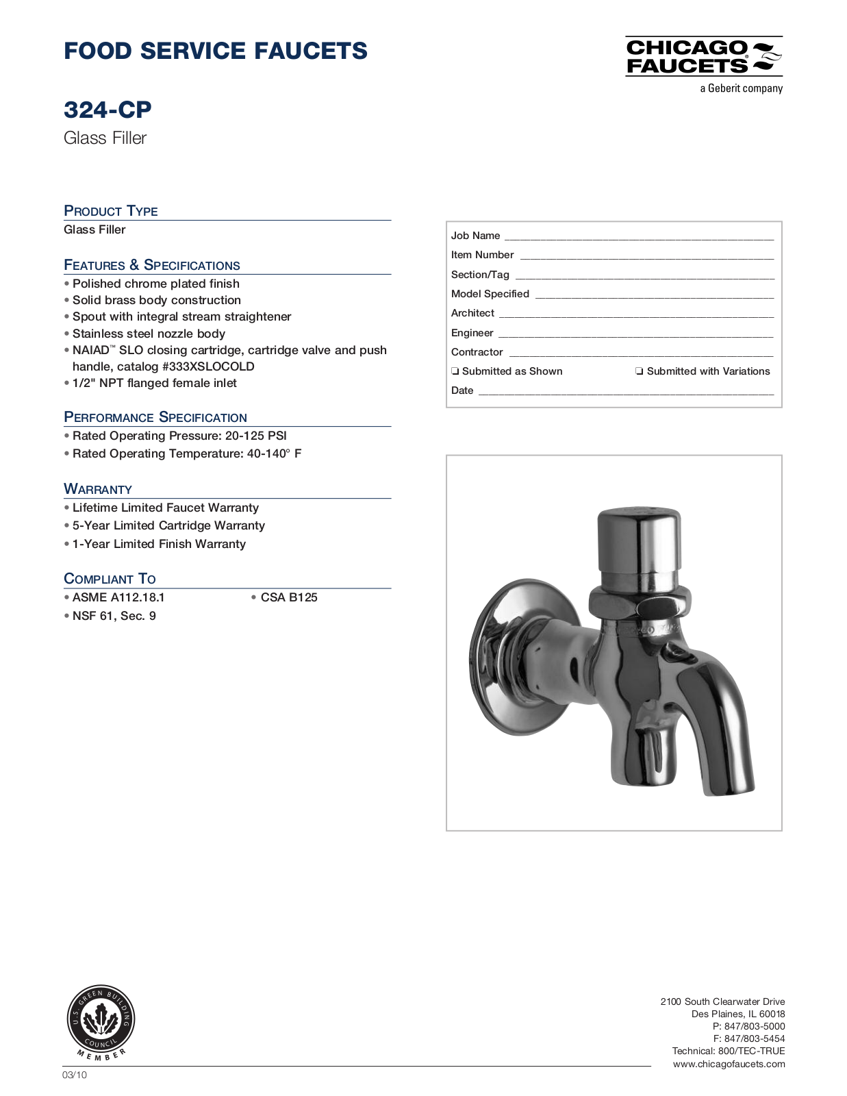 Chicago Faucet 324 User Manual