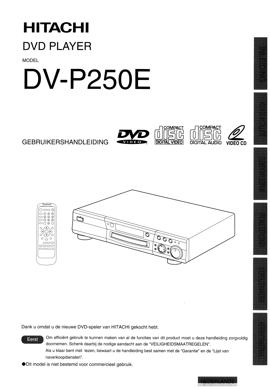 Hitachi DVP250E User Manual