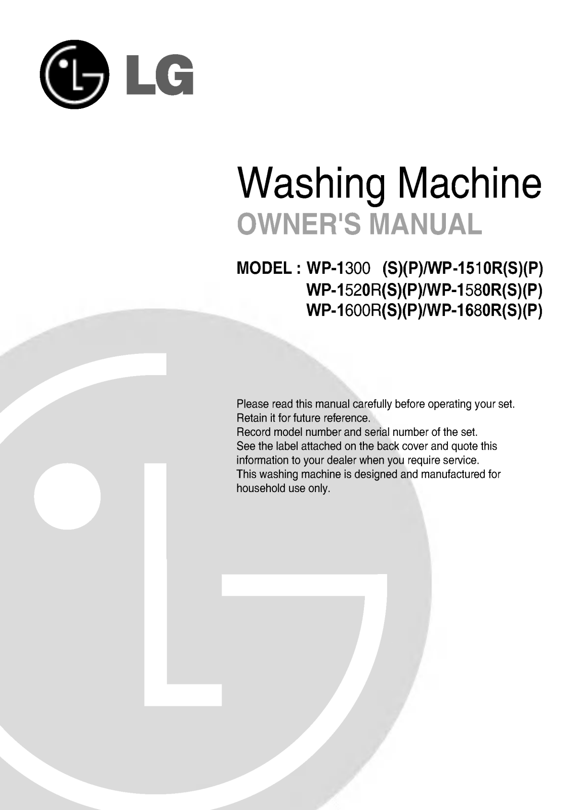 LG WP-1600RSP Owner’s Manual