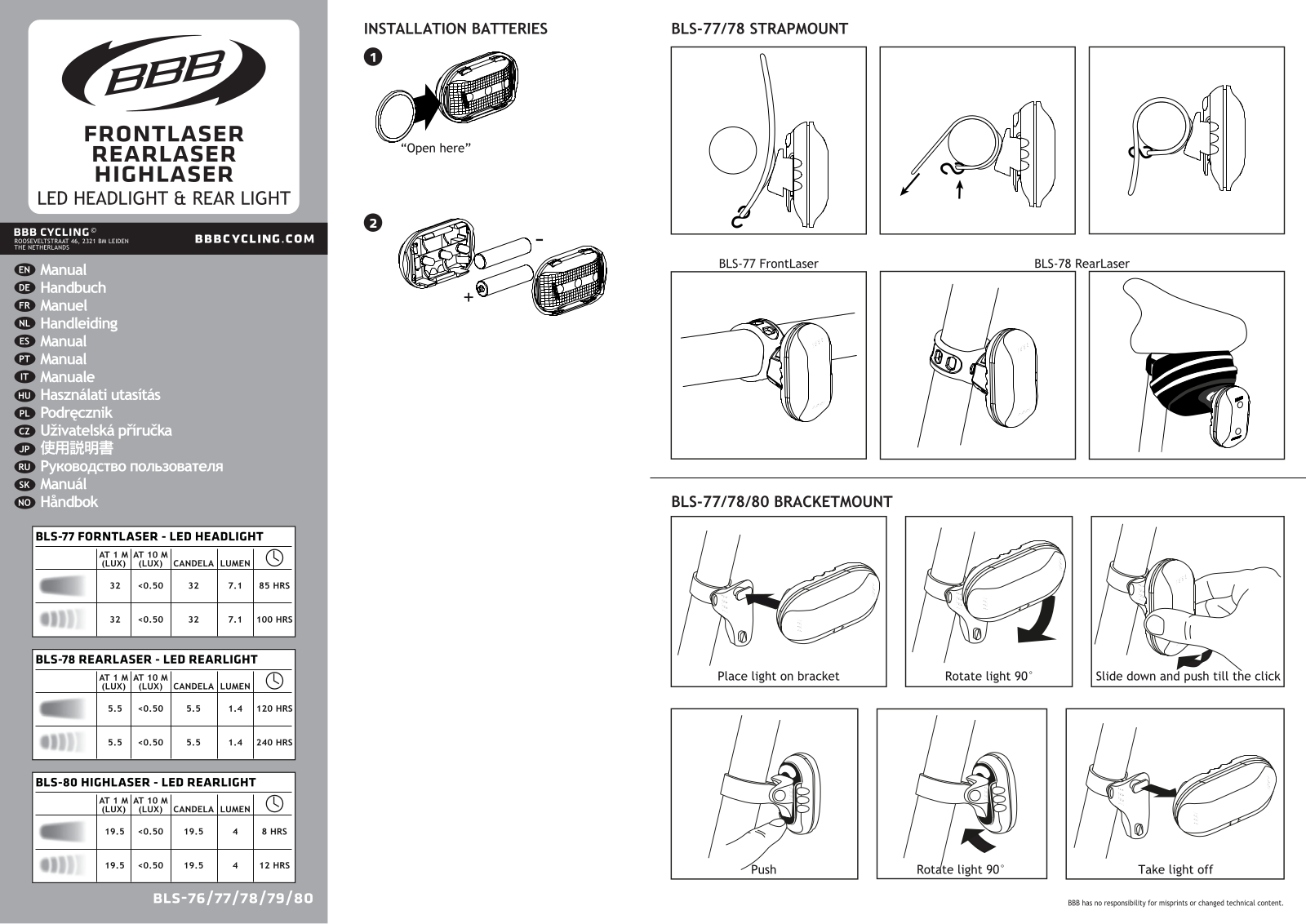 BBB BLS-77, BLS-80, BLS-78, BLS-79 User Manual