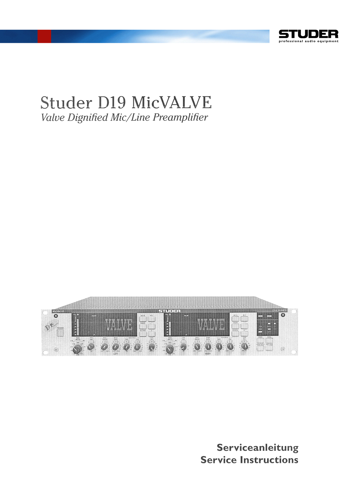 Studer D-19 Mic VALVE Service manual