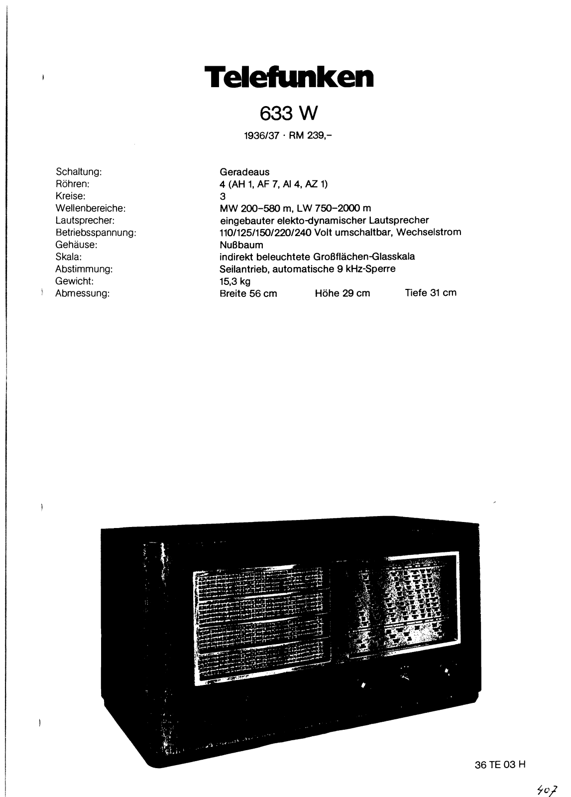 Telefunken 633-W Schematic