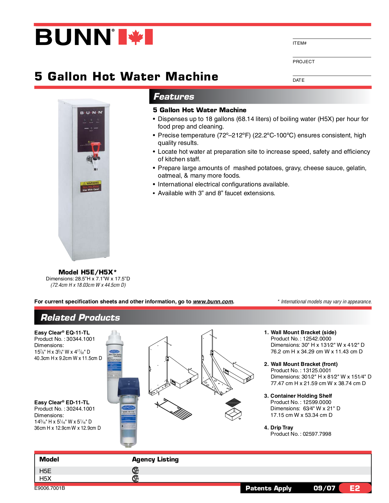 Bunn H5E User Manual