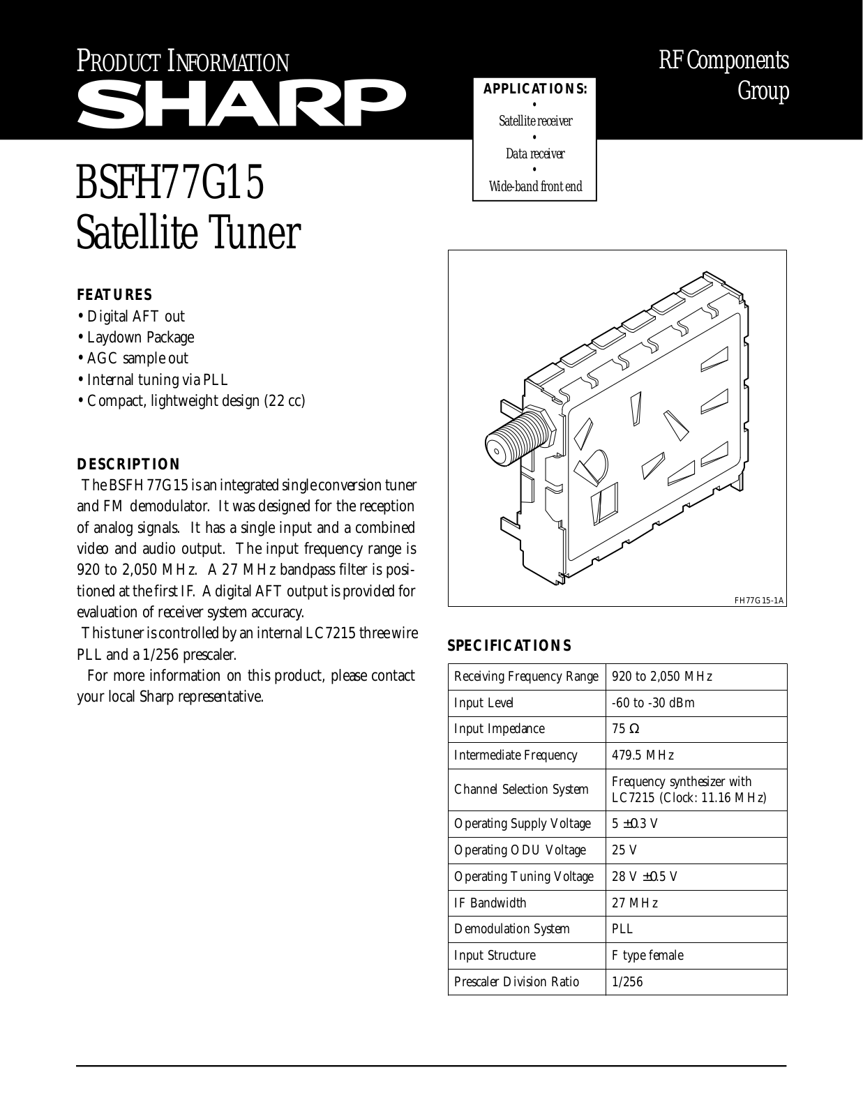 Sharp BSFH77G15 Datasheet