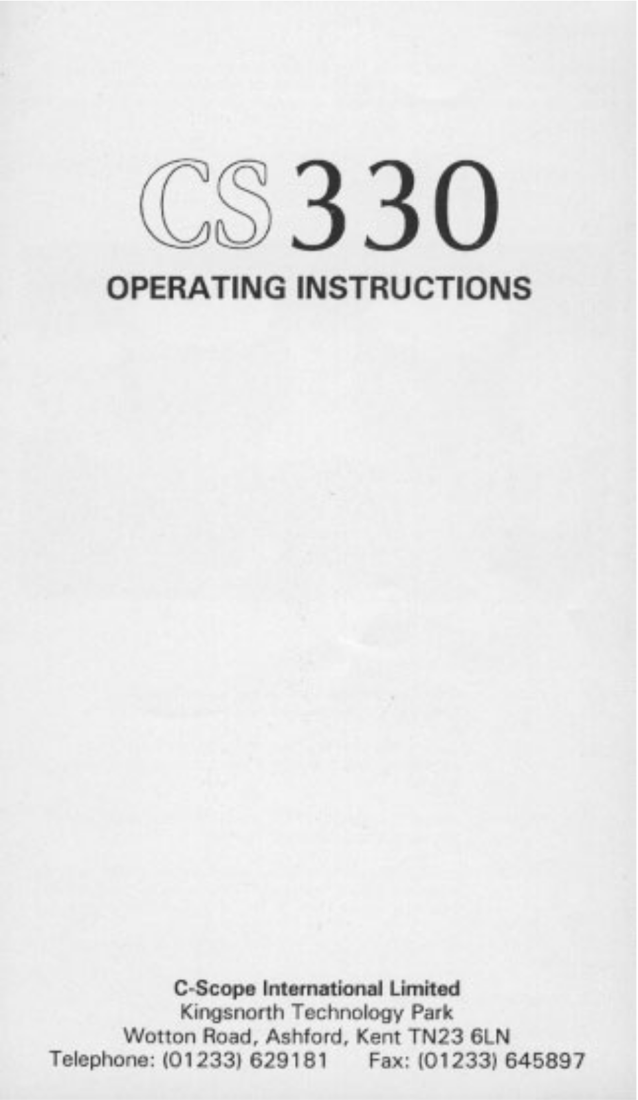 C-scope CS330 User Manual