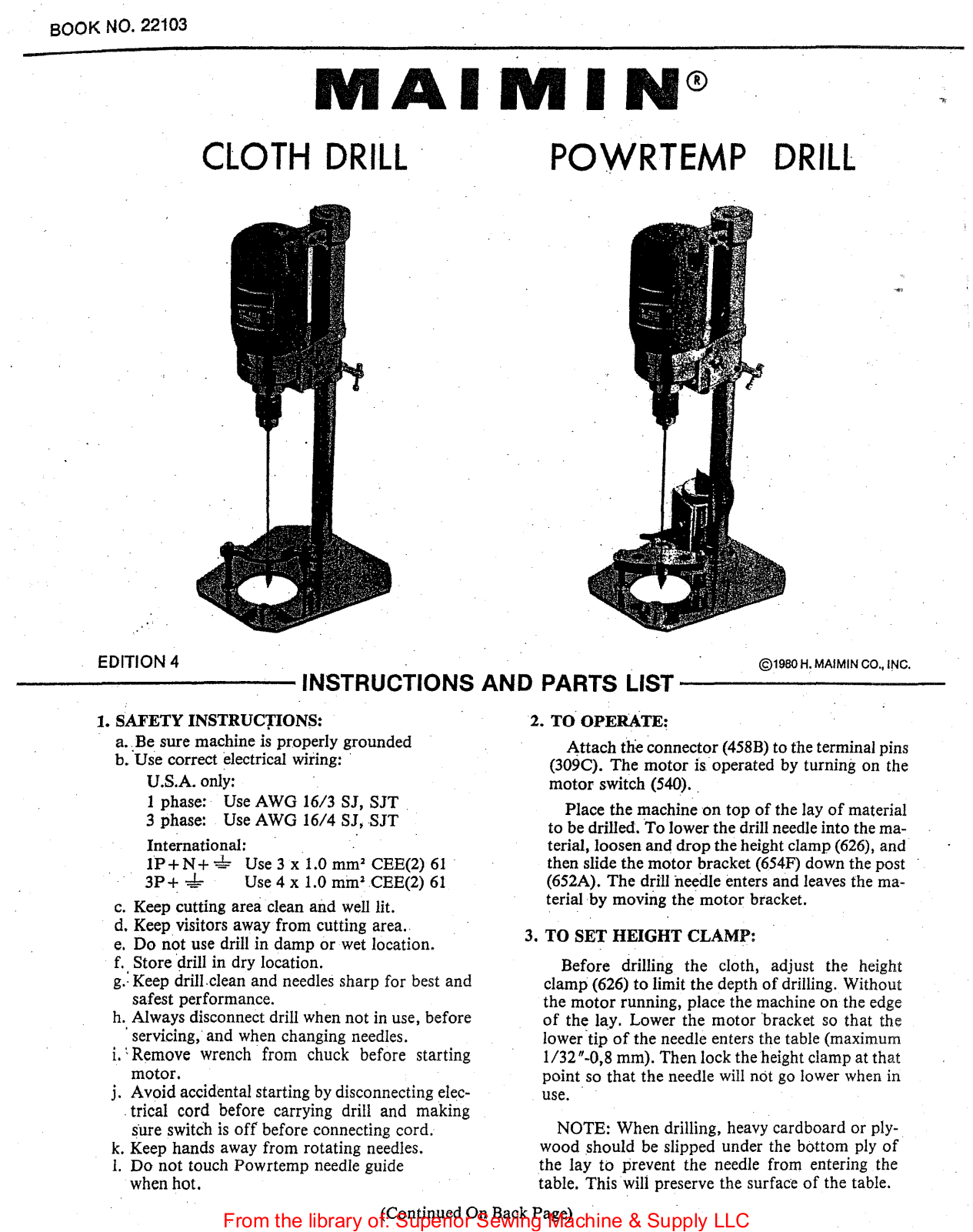 Maimin Cloth Drill, Powrtemp Drill User Manual - ManualMachine.com