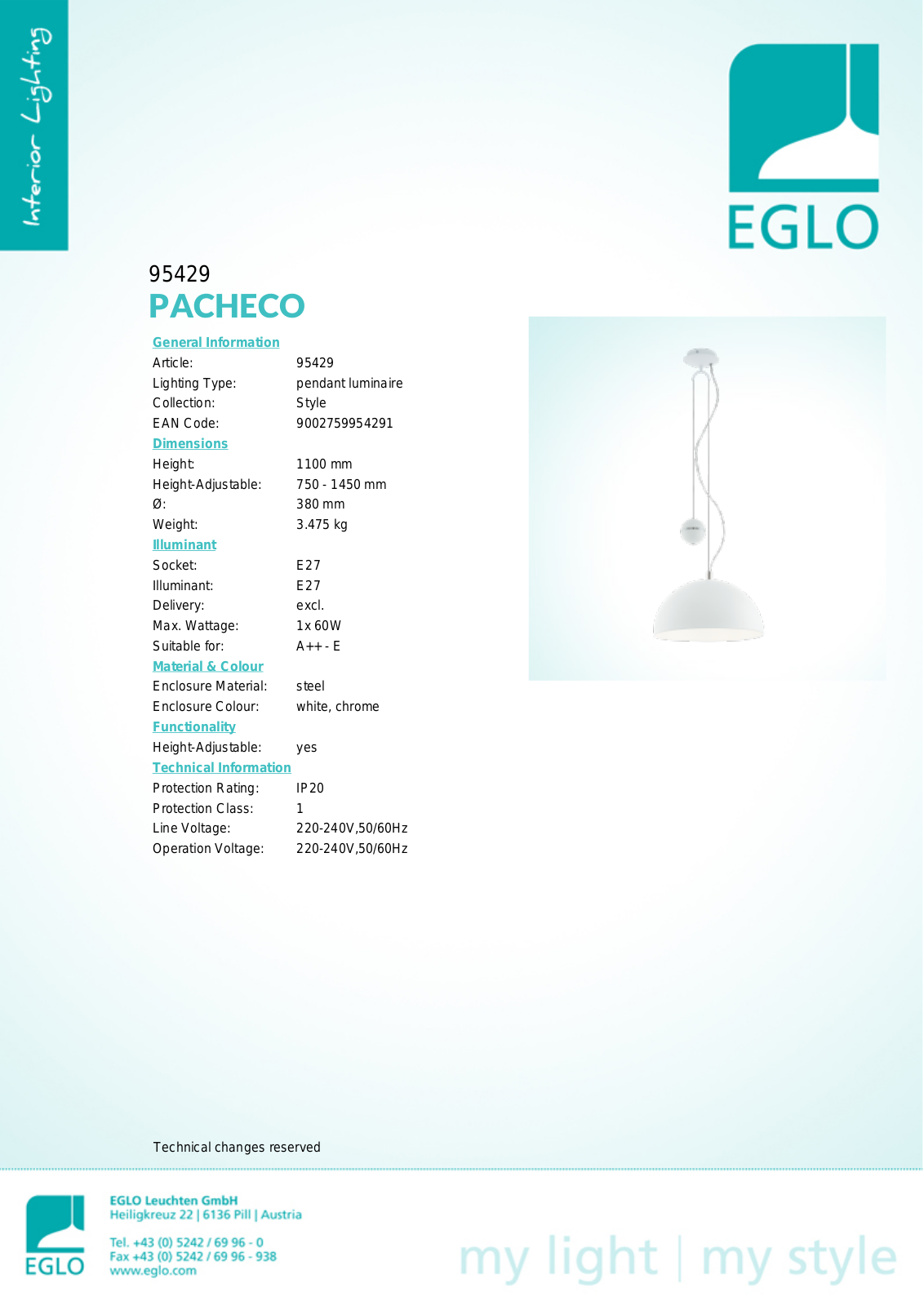 Eglo 95429 Service Manual