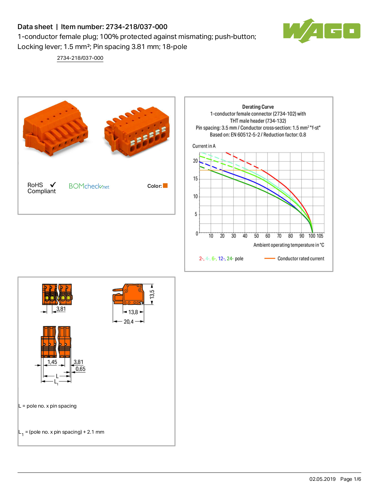 Wago 2734-218/037-000 Data Sheet