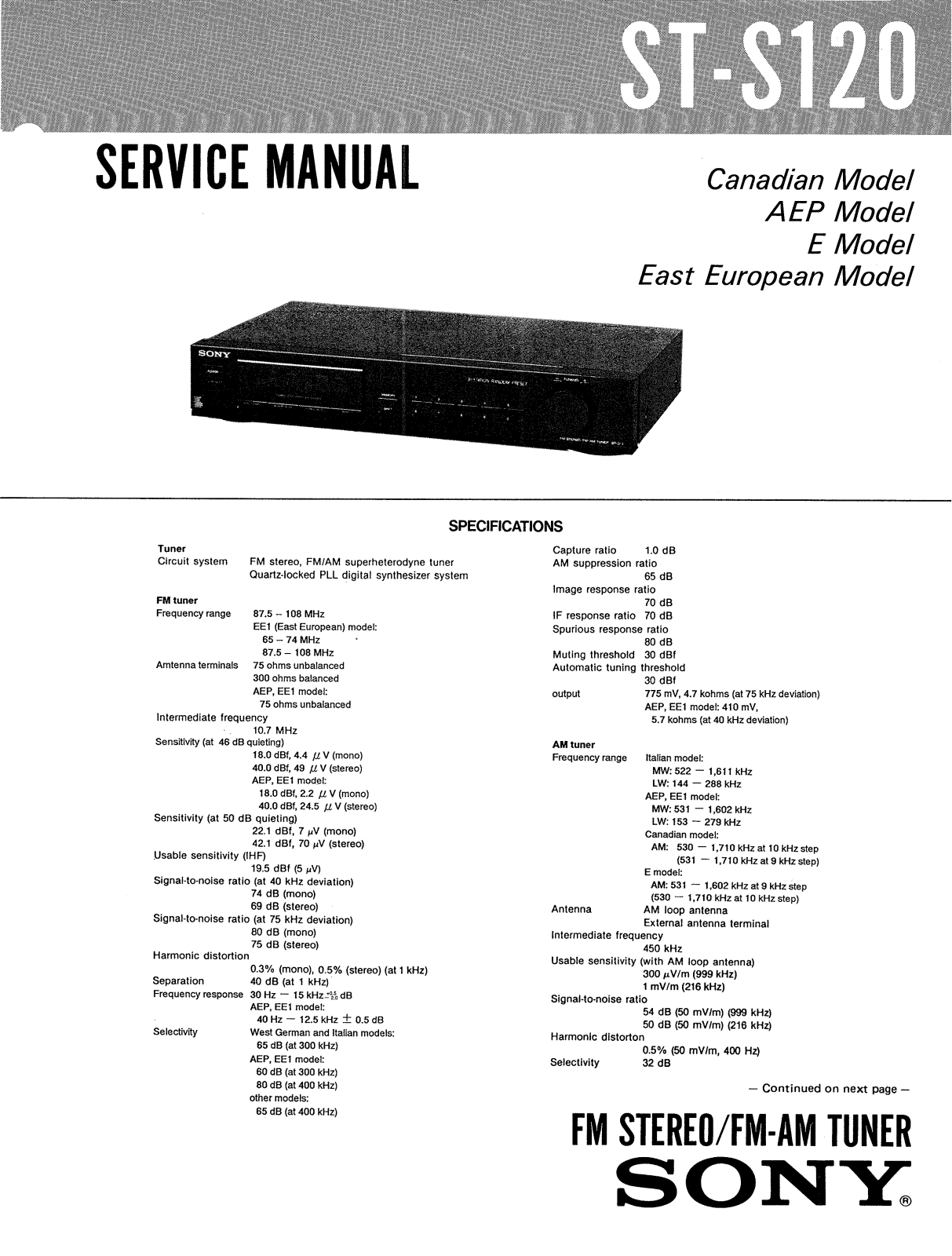 Sony STS-120 Service manual