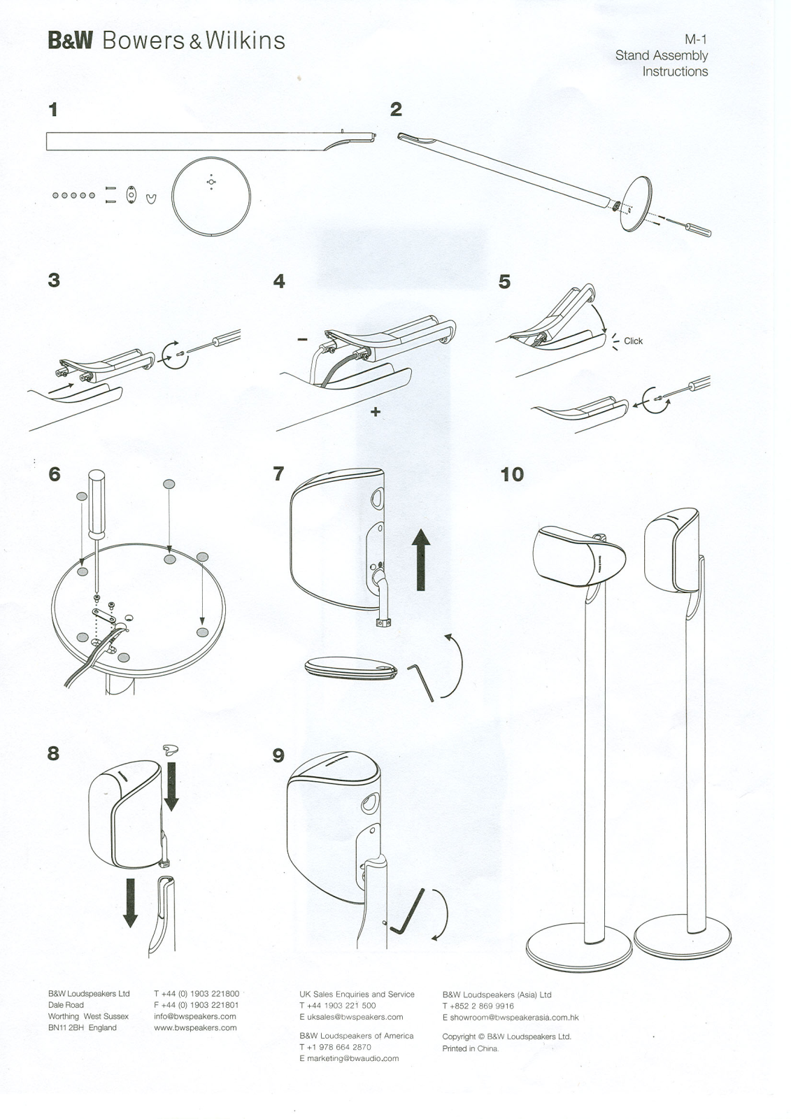 Bowers and Wilkins M-1 Stand Owners manual