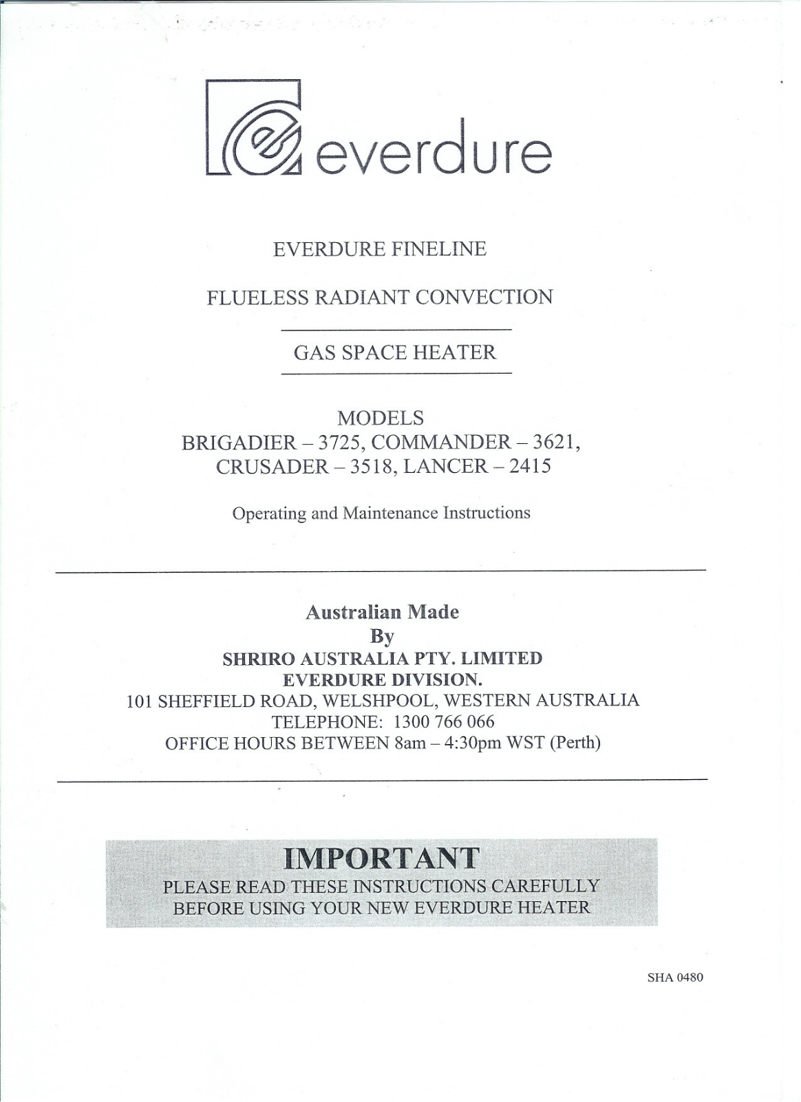 Everdure 2415 User Manual