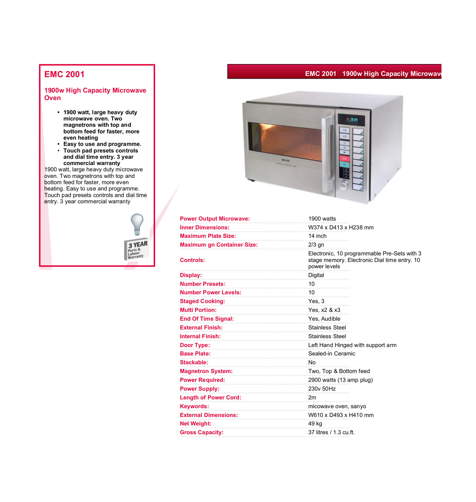 Valera EMC 2001 DATASHEET