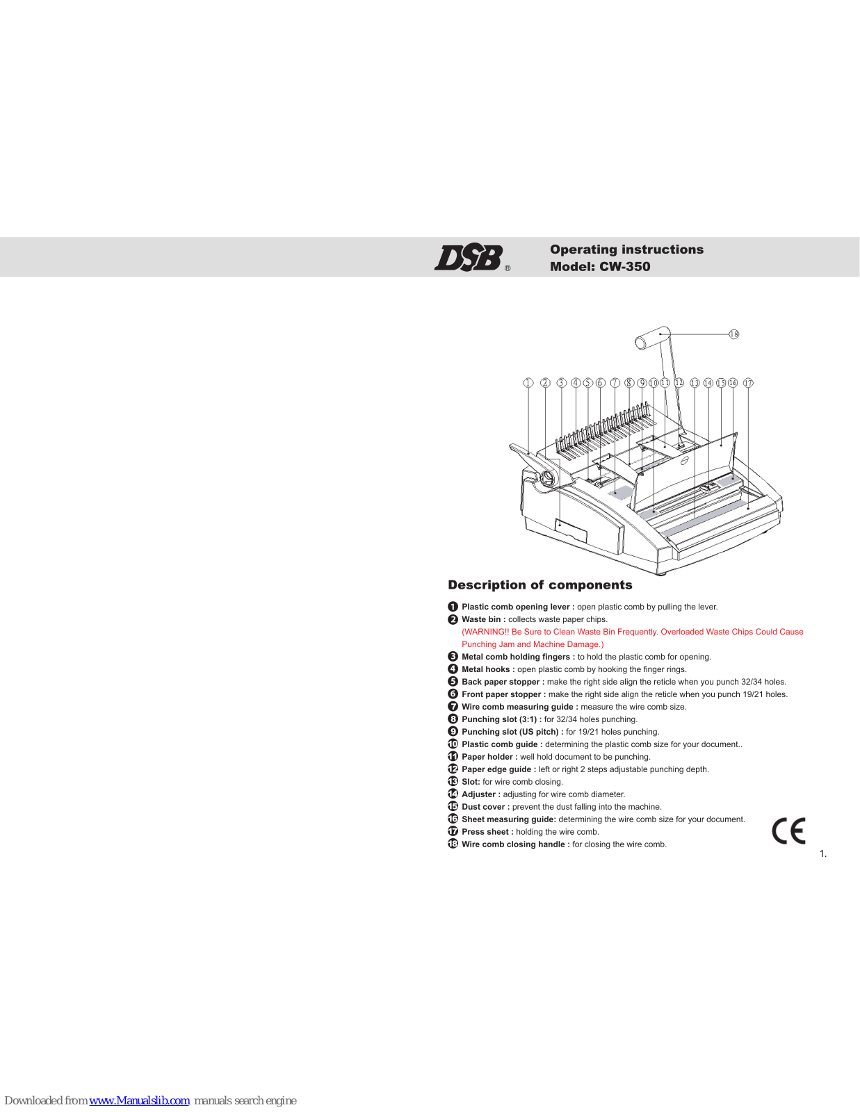 DSB CW-350 Operating Instructions Manual