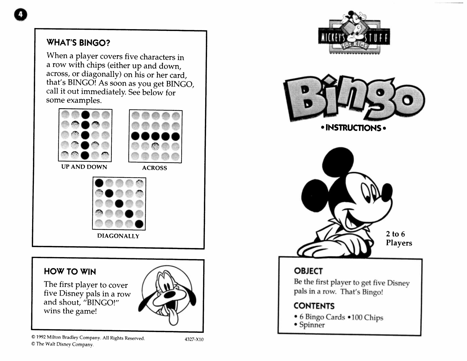 HASBRO MIckey's Stuff for Kids Bingo User Manual