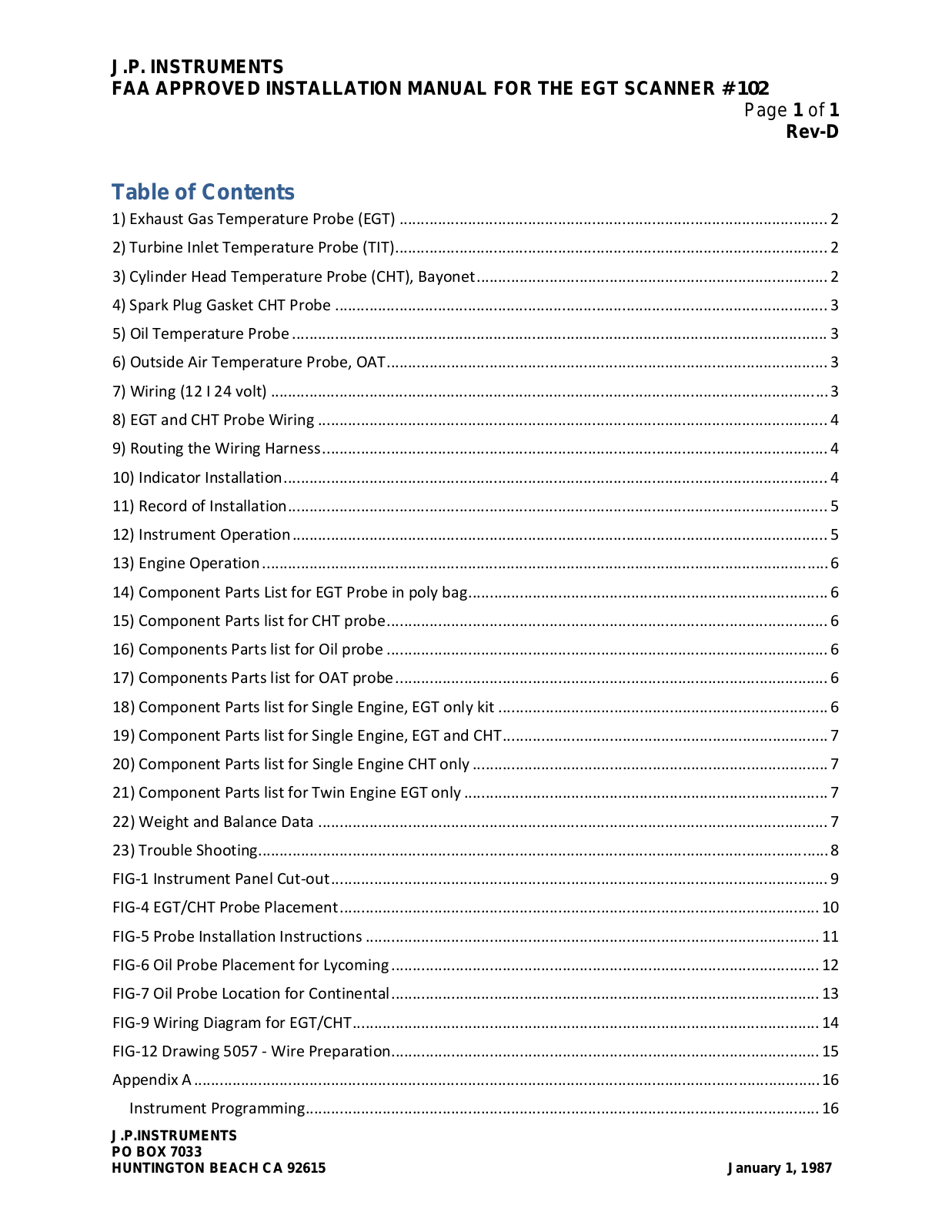 J.P. Instruments Classic Scanner User Manual