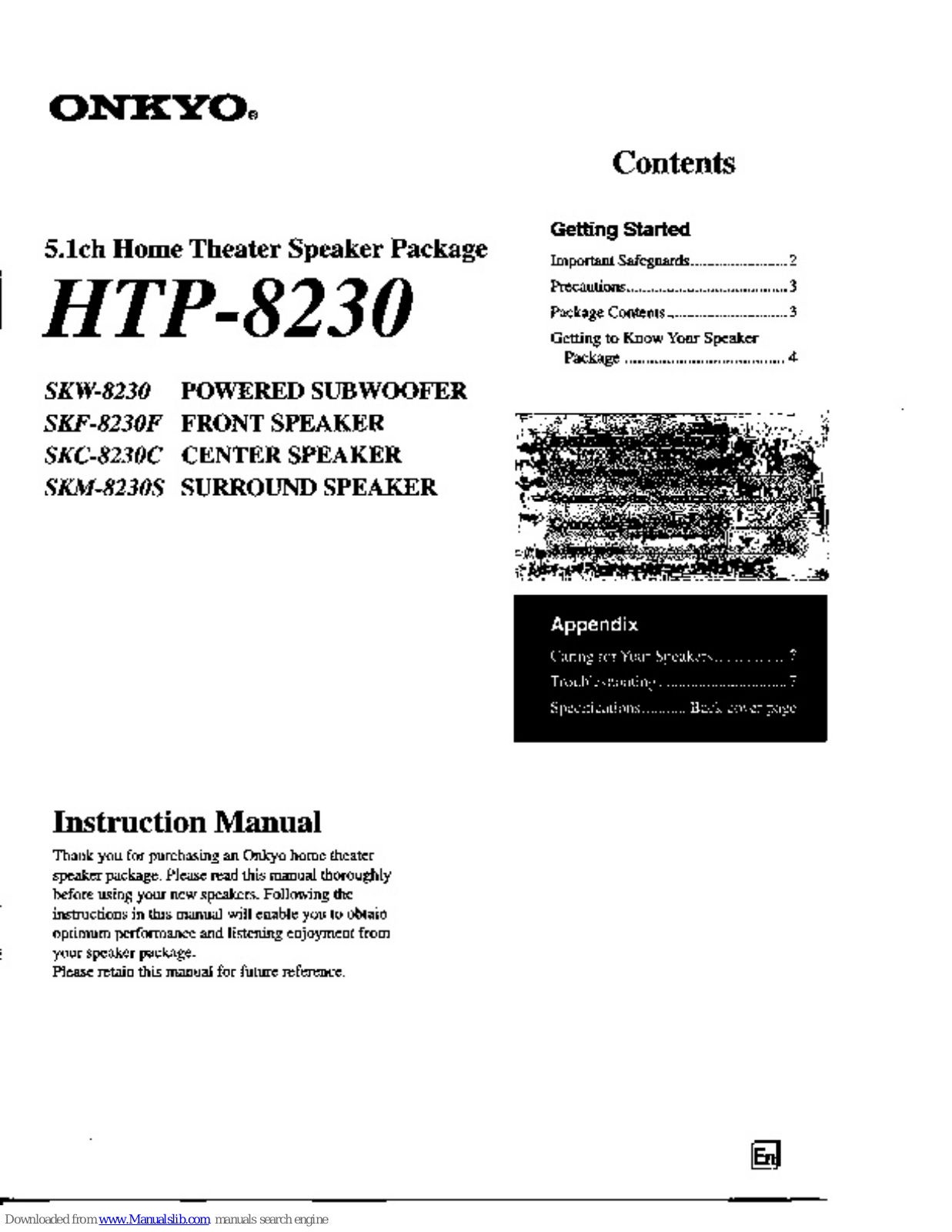 Onkyo HTP-8230, SKC-8230C, SKW-82300, SKM-8230S, SKF-8230F Instruction Manual