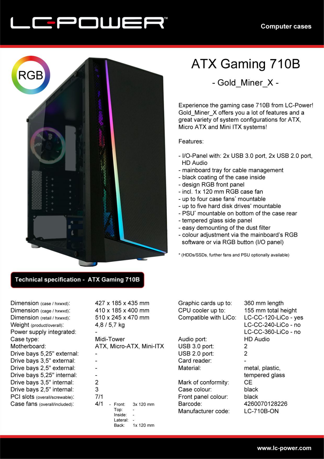 LC-Power LC-710B-ON User Manual