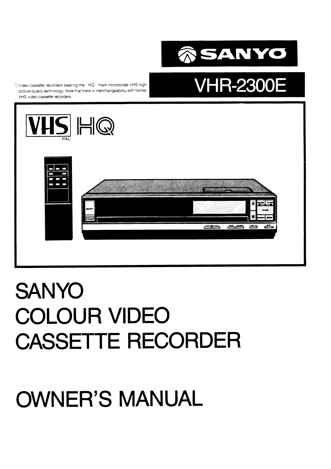 Sanyo VHR-2300E Instruction Manual