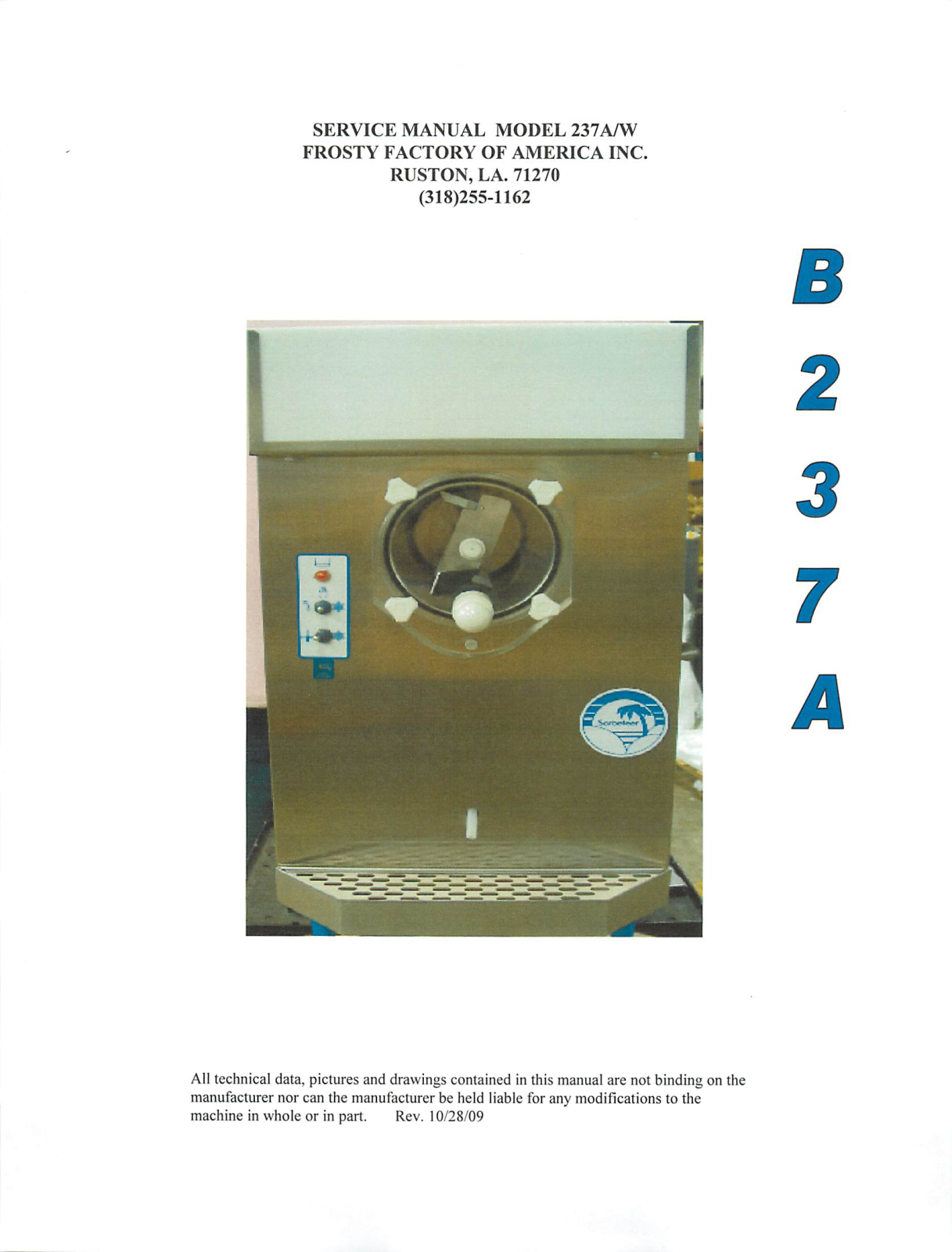 Frosty Factory B237A, 237 Service Manual