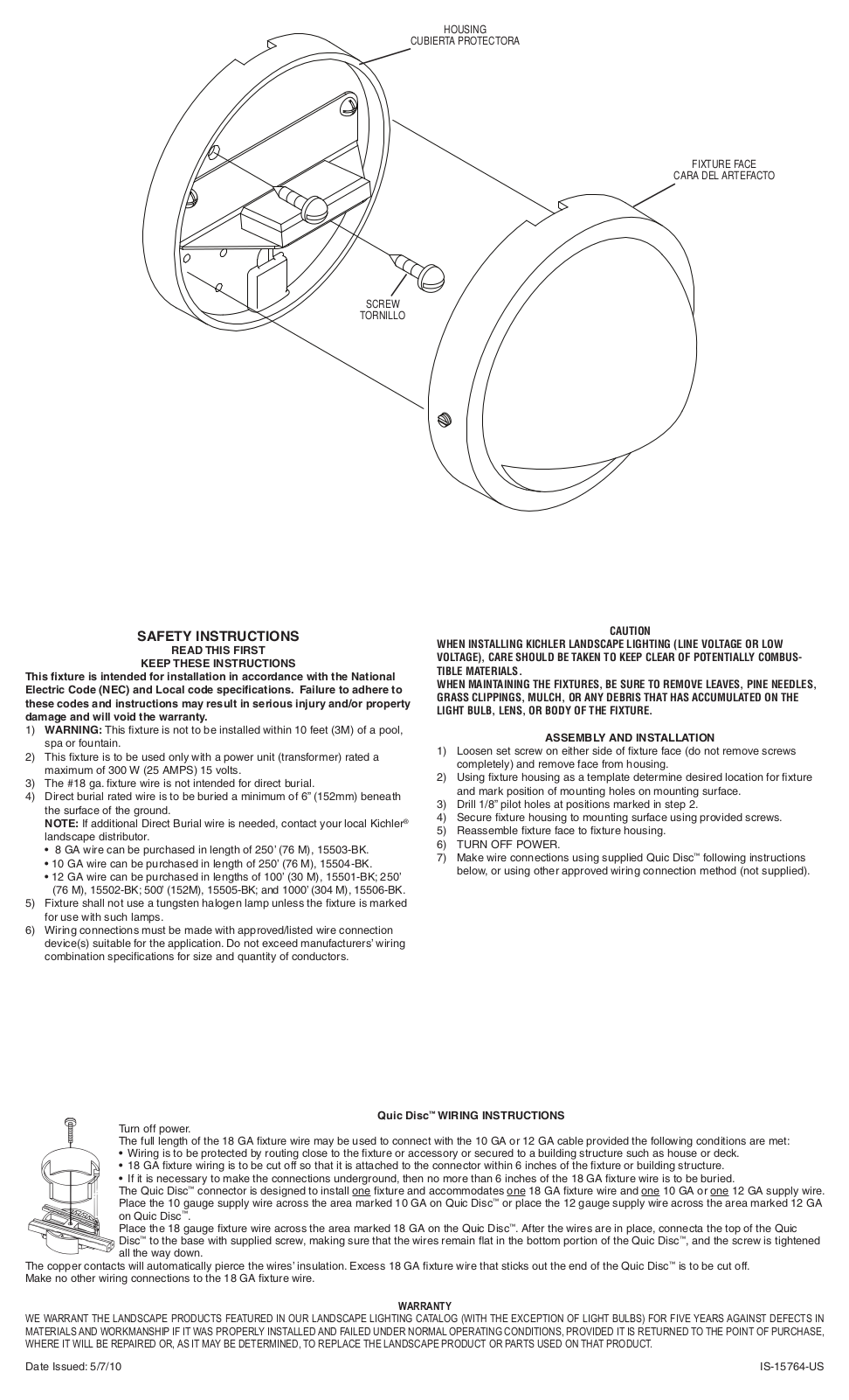 Kichler 15764 User Manual