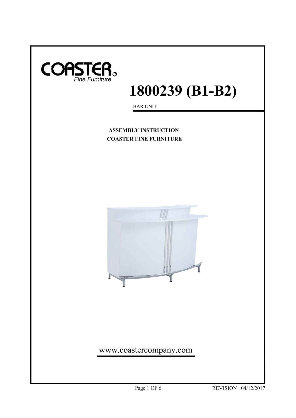 Coaster 180239 Assembly Guide