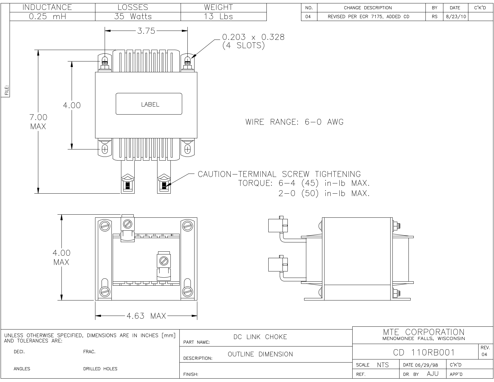 MTE CD 110RB001 CAD Drawings