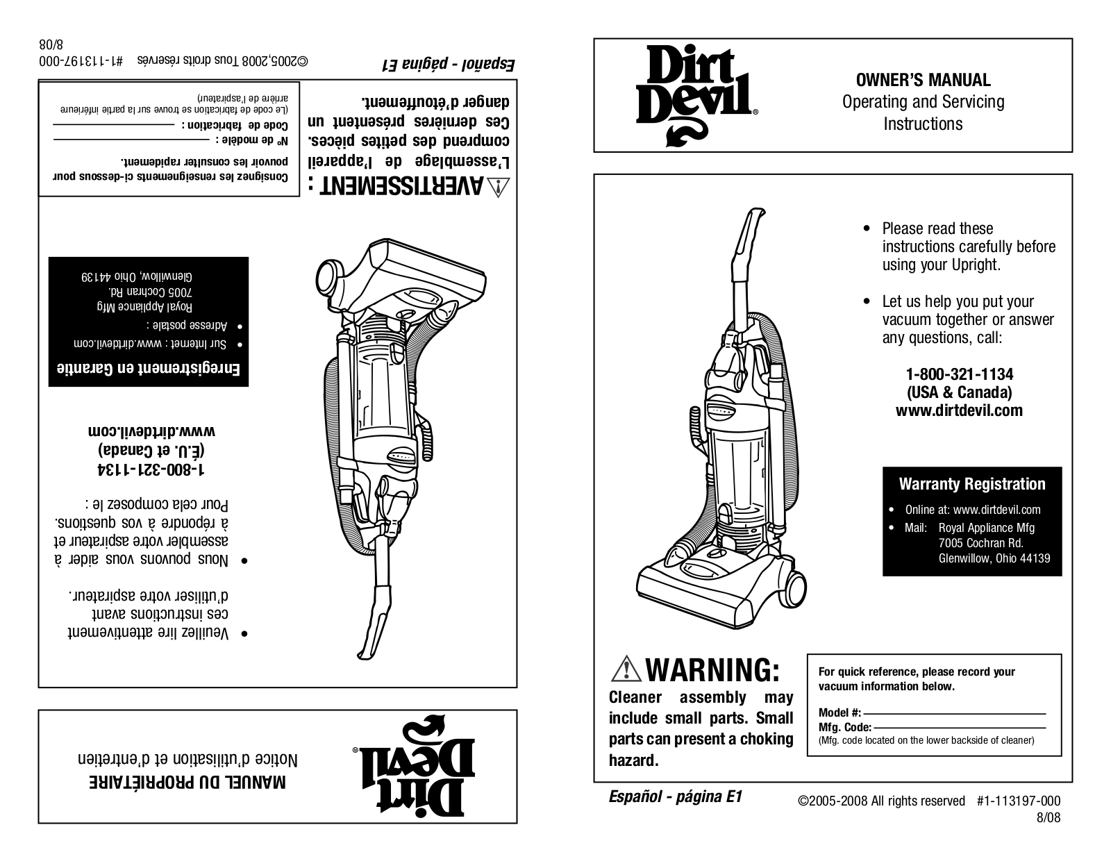 DIRT DEVIL M087400 User Manual