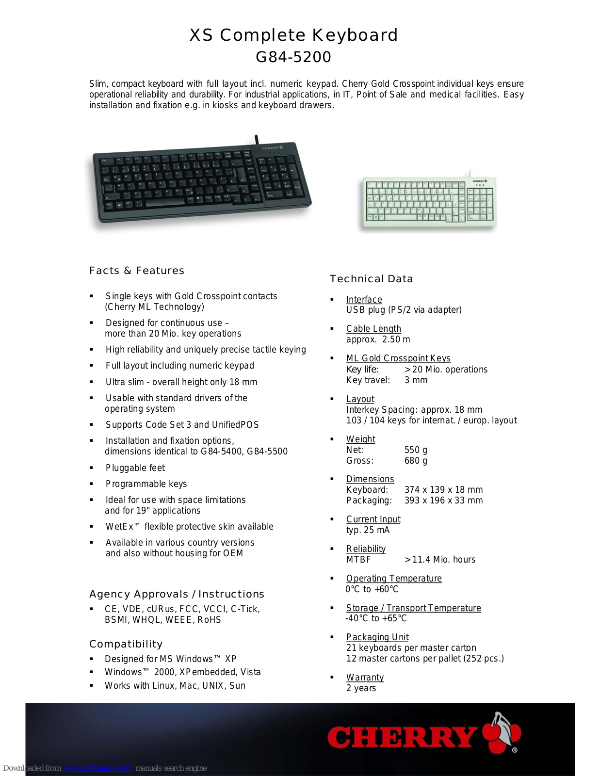 Cherry G84-5200LCMEU-2, G84-5200 Technical Data Manual