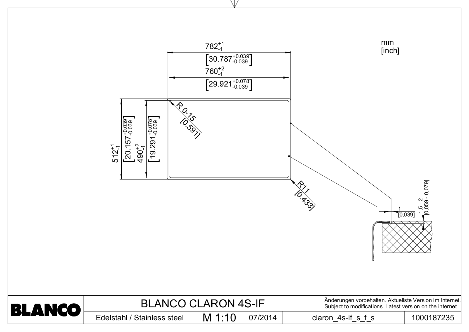 Blanco CLARON 4S-IF User guide