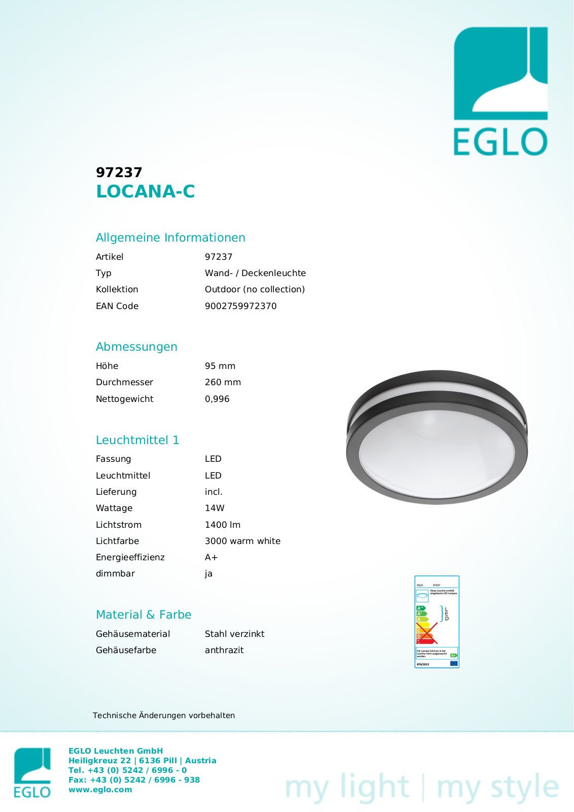 Eglo 97237 Service Manual